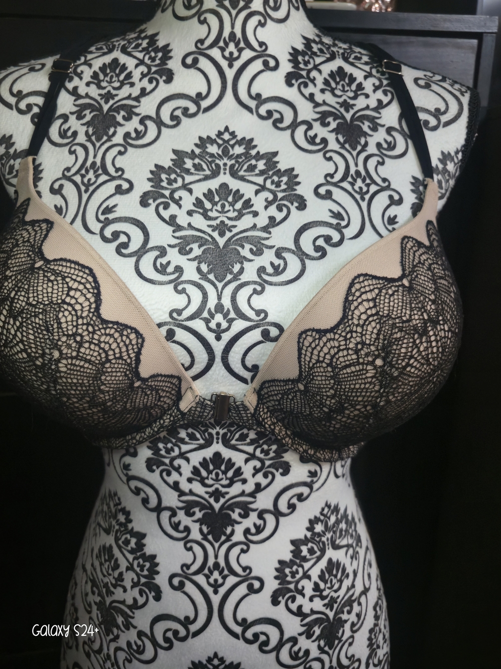 Nude and Black Lace Bombshell Bra